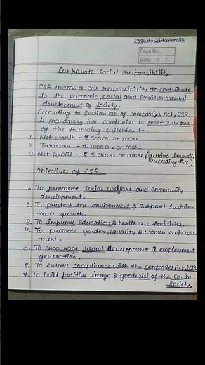 Corporate Social Responsibility (sec.-135) - Meaning, Objectives #corporategovernance #exam #notes
