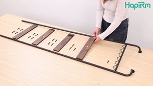 HapiRm Blanket Ladder Towel Rack - 5-Tier Rack with 6 Removable Hooks, Wall-Leaning Blanket Holder, Decorative Ladder Shelf for Living Room, Bedroom, Bathroom, Home Decor, Greige and Black