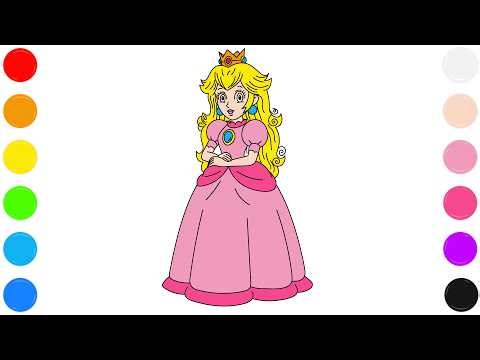👸 Princess Peach Coloring Page for Kids | Cute Cartoon Art Fun 👑🍑