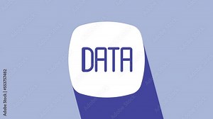White Data analysis icon isolated on purple background. Business data analysis process, statistics. Charts and diagrams. 4K Video motion graphic animation