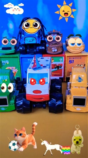 Lightning McQueen, Dinoco, McQueen Truck, Chick Hicks, Disney Pixar Cars Toys #toys #cars #mcqueen