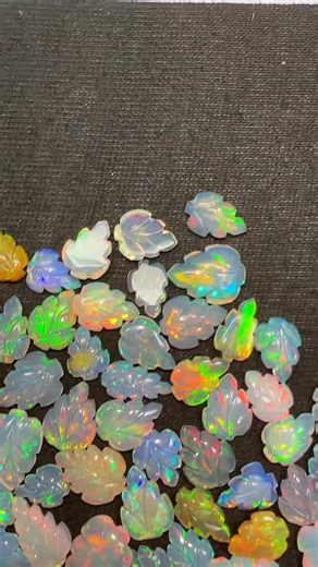 ✨ Natural Ethiopian Opal 🇪🇹 Carved Leaf 🍃 | AAA Quality | 95 Pieces | 130 Ct | Opal sales