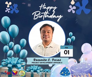 Isang Pagbati ng Maligayang kaarawan! ROSANITO S. PARAS Project Development Officer II May you have all the love your heart can hold, all the happiness a day can bring, and all the blessings a life can unfold. "Serbisyong TODO, Edukasyon ang Panalo! #januarybirthdays | DepEd Tayo Antipolo City