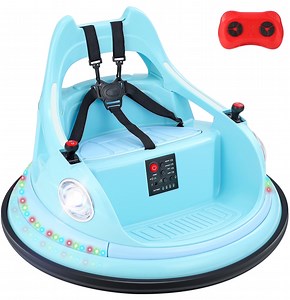 12V Bumper Car,Neche Ride On Toys for Toddlers,360° Spin Toddler Car with Remote,5 LED Lights,Light Blue