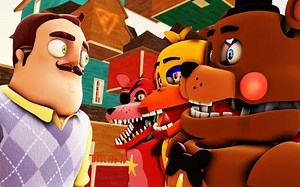 【SFM FNAF】玩具熊同人动画  我的邻居猎杀新时代摇滚明星动物# 恶作剧屋