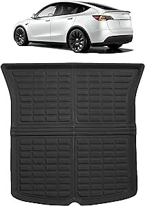 Tesla Model Y Trunk Mat 2024 2023 2022 2021 - All Weather Trunk Liner - Premium 3D Waterproof Trunk Cargo Liner Without Logo - Heavy Duty Non Slip Trunk Mats for Model Y