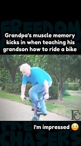 3.2M views · 53K reactions | This grandpa's muscle memory kicked in and I'm seriously impressed! Whoever says "good job" like he's a 2 year old makes me mad, did you not just see what this man did  #fyp #trending #viral #FreedomChasers #reaction #parody #funny #comedy #lol #haha #wild #bike #bicycle #BMX #grandpa #tricks #stunts #amazing | Freedom Chasers | Facebook