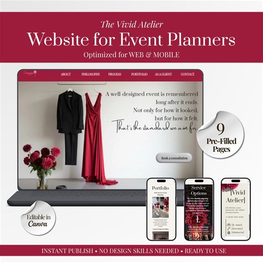 Event Planner Website Template Canva | Event Planning Editable Business Website | Corporate, Brand and Private Events Web & Mobile Ready - Etsy