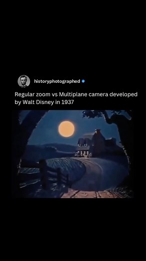 2.1M views · 3.2K reactions | Disney’s multiplane camera, which used up to seven layers of artwork (painted in oils on glass) shot under a vertical and moveable camera, allowed for more sophisticated uses than the Iwerks or Fleischer versions, and was used prominently in Disney films such as Pinocchio, Fantasia, Bambi, and Peter Pan. #reels #explore #history | History In Pictures | Facebook