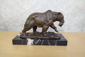 Bronze Grizzly Bear Sculpture on Marble: Vintage Wildlife Figurine - Etsy