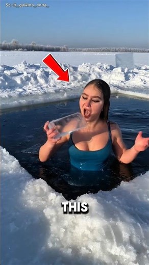 She Bathes in Ice Every Day… Even During a Snowstorm!🥶 #shorts