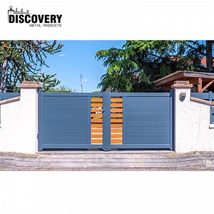 [Hot Item] Customized Waterproof Decorative Outdoor Entrance Driveway Automatic Double Swing Aluminum House Gates with Gate Post for Entrance/Villa
