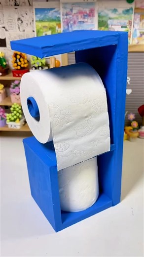 How to Make a DIY Cardboard Toilet Paper Holder 🧻💙 #shorts