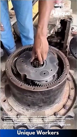 Heavy Machinery Repair: Man Adjusts Large Industrial Gear Mechanism by Hand