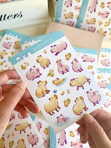 Capybara Sticker Sheet - Kawaii Animal Stickers for Journals & Planners - Etsy