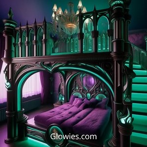 27K views · 1K reactions | Enter the gothic dreamscape of your darkest fantasies—this multi-level bed with a winding staircase is pure nocturnal luxury. Towering layers of black velvet, wrought iron, and shadowy elegance create a sleep sanctuary fit for a midnight queen. Every step up is a journey deeper into the realm of dreams and enchantment. Who needs a castle when your bed is already a gothic masterpiece? ️️ | Gothic Darling | Facebook