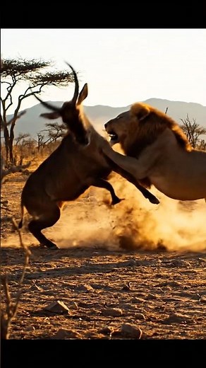 Lion VS waterbuck & Lion’s Savage Ambush on Waterbuck