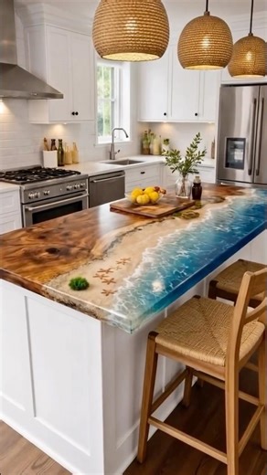How to Create the Perfect Ocean Wave Resin Countertop - Step by Step. #satisfying #transformyourhome