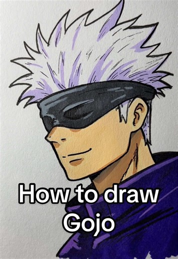 How to draw Gojo from Jujutsu Kaisen! #art #jjk #gojo #gojosatoru #jujutsukaisen how to draw jjk art drawing tutorial