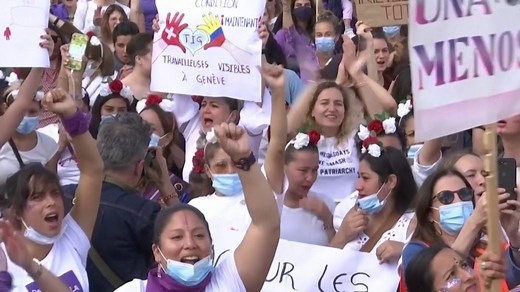 Swiss women stage scream protest demanding end to violence and equal pay