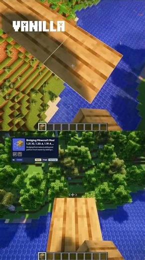 Bridging Mod vs Vanilla #minecraftmods #minecraftbuilding #minecraftshaders