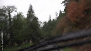 Traffic in Rain, Driving Car, Storm on the Road, Highway, Rainy Drops View 4K