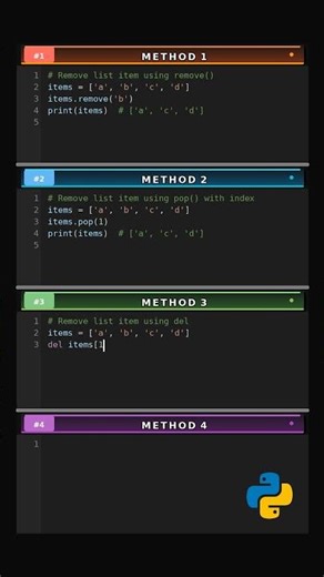 Remove Item from List via 4 Methods #delete