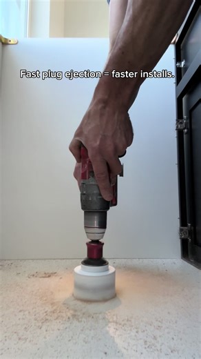 Stop digging plugs out with a screwdriver. This hole saw saves time on every install⚡️ #toolreview #cabinetinstaller #learntrade #installtips #skilledtrades