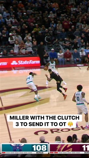 Brandon Miller shakes off the defender and BURIED the 3 to send it to OT! 🔥 CHA-CLE • NBA League Pass ➡️ https://www.nba.com/how-to-watch-game-redirect/0022501218?partnerRef=NBA&platform=Facebook&surface=Post | NBA