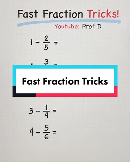 Fast Fraction Tricks that you need to know! #mathreview #mathprofd #mathhack #mathtrick