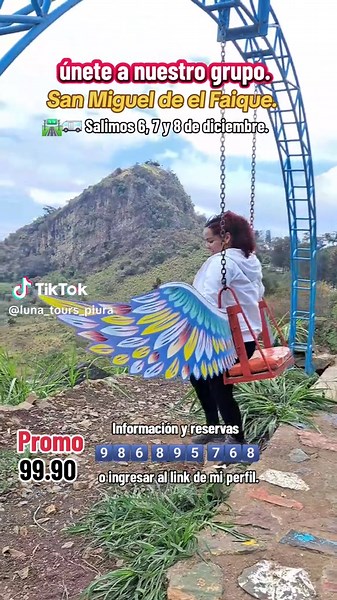 PROMOCIÓN:🥳 📅Valido, 6, 7 y 8 de diciembre. FULL DAY, Tours de 1 solo día, 🛣Canchaque Palambla Faique deportes extremos. 🚘Nuestros Tours son únicos y enolvidables. Estamos en la mejor temporada de conocer pueblitos mágicos. 👉Lugares a visitar. ✅ valle verde, piscina🤽‍♂ para bañarse, apto para todo público. ✅ puente colgante.🌉 ✅️ museo cosme chinguel. ✅️ plaza la cultura ✅iglesia. ✅plaza central Canchaque. ✅pueblo palambla. ✅mirador de naturaleza. ✅cueva de león 🦁 ✅cerro huyanay. ⏭visita 