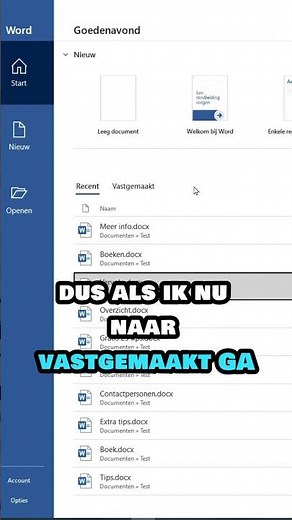 Hoe je Documenten in Word kunt Terugvinden, Vastmaken en Vastpinnen