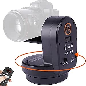 YT800 Motorized Rotating Panoramic Tripod Head, Remote Control Pan Tilt Head with Remote Control and Mobile Phone Clip for DSLR Cameras, Camcorders, Smartphones, Tripod, Wireless 360°Video Stabilizer