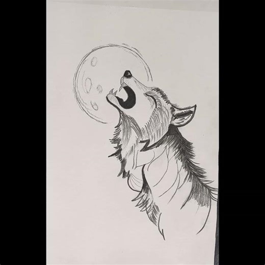 When the Wolf Calls the Moon 🌕 | Art in Progress#shorts #drawing #wolf
