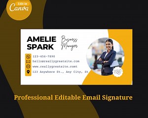 Modern Email Signature Template, Editable Canva Email Signature, Professional Gmail Signature, Unique Email Signature, Digital Signature - Etsy