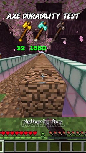 Axe Durability Test 🪓 | Gold vs Diamond vs Netherite #Shorts