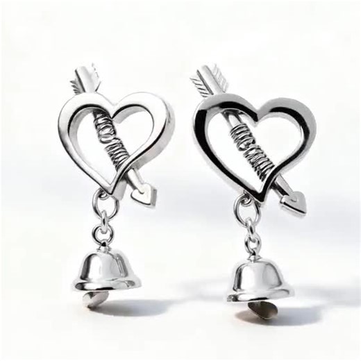 No Piercing Nipple Jewelry Set: Heart-Shaped with Bells Breast Jewelry Nippel Rings