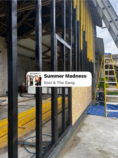 That's a wrap! 📸 Feeling good about this end-of-day view. #weatherproofing #HomeImprovement #DIY #barnrenovation #renovation | La Galiserie