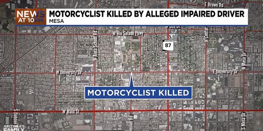 Motorcyclist killed by alleged DUI driver in Mesa