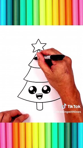 How to Draw a Cute Christmas Tree Step-by-Step