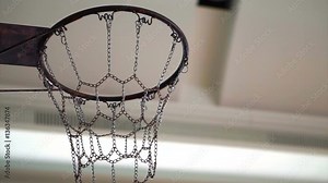 Basketball getting in or miss out chain hoop. Concept and abstract of opportunities, success and mistake Stock Video
