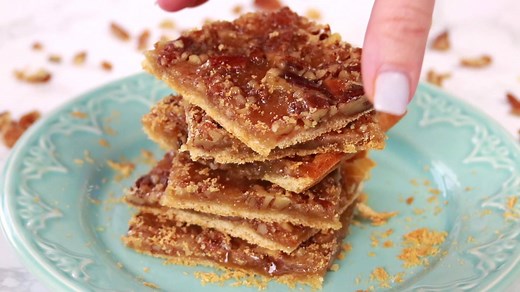These PECAN BARS are a favorite!! Crescent rolls topped with pecan pie filling - SO good!! FULL RECIPE--> http://www.plainchicken.com/2011/11/pecan-bars-football-friday.html | Plain Chicken