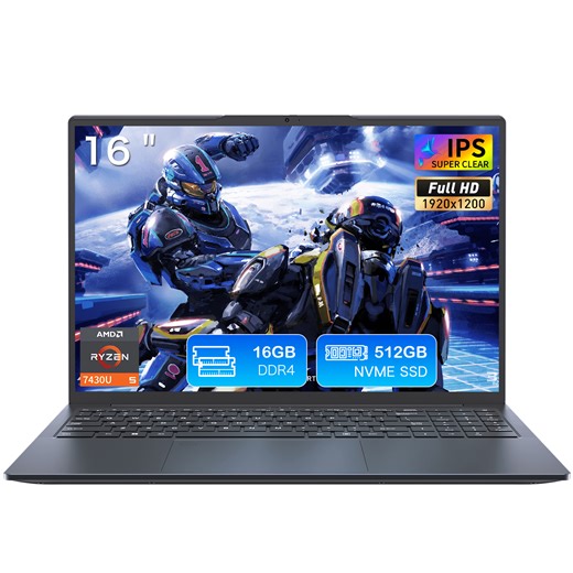 Exsurf 16" Home Laptop, Windows 11 Pro Computer,AMD Ryzen 7430U , 16GB RAM 512GB SSD, Backlit Keyboard, Fingerprint Unlock