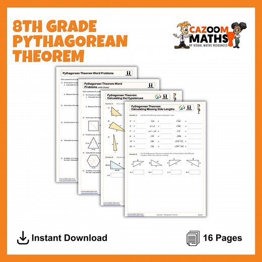 8th Grade Pythagorean Theorem Worksheets With Answers | Printable 8th Grade Math Practice Sheets for Classroom & Homework | CCSS Aligned - Etsy