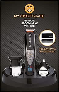 My Perfect Goatee®️ 13-in-1 Mens Grooming Kit - LED Display Beard Trimming Kit with Travel Bag, Charging Stand, & More - Waterproof, Cordless Electric Trimmer for Nose, Body, & More – Ideal Gift Set