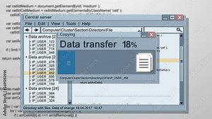 Animation of working screen of abstract computer OS with data transfering files or datas with Successful result! Internet network computer concepts.