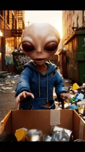 Alien Child Collects Bottles to Survive #baby #survive #alien