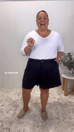 Meet your new go-to black shorts 🖤 @melissajadestyle styles the Haven Shorts to perfection — they’re flattering, a little dressy, and beyond comfy. With a soft linen blend, elastic back, zip front and just the right length… these beauties are what wardrobe dreams are made of ✨ Shop sizes 8-26 > https://bit.ly/3GRUsWG | Freez Clothing