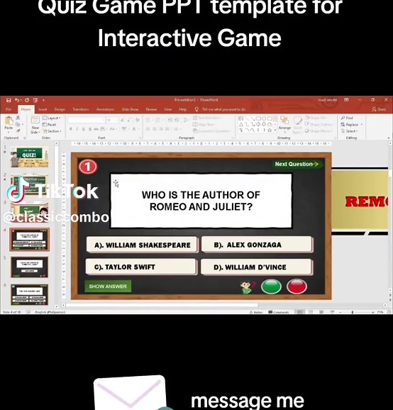 Quiz Game for your Oral Recitation Interactive Games PPT template for inquiries: FB_PAGE: Interactive Games PPT Template #ppt #ppttemplate #interactivegame #icebreaker #powerpoint