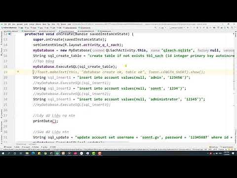 9.4 SQLite - QLSach tạo csdl, bảng, xây dựng các hàm thêm sửa xóa dữ liệu